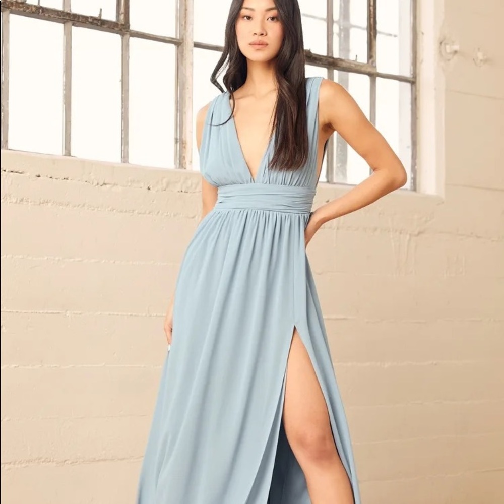 LuLus Heavenly Hues light blue maxi dress NWT